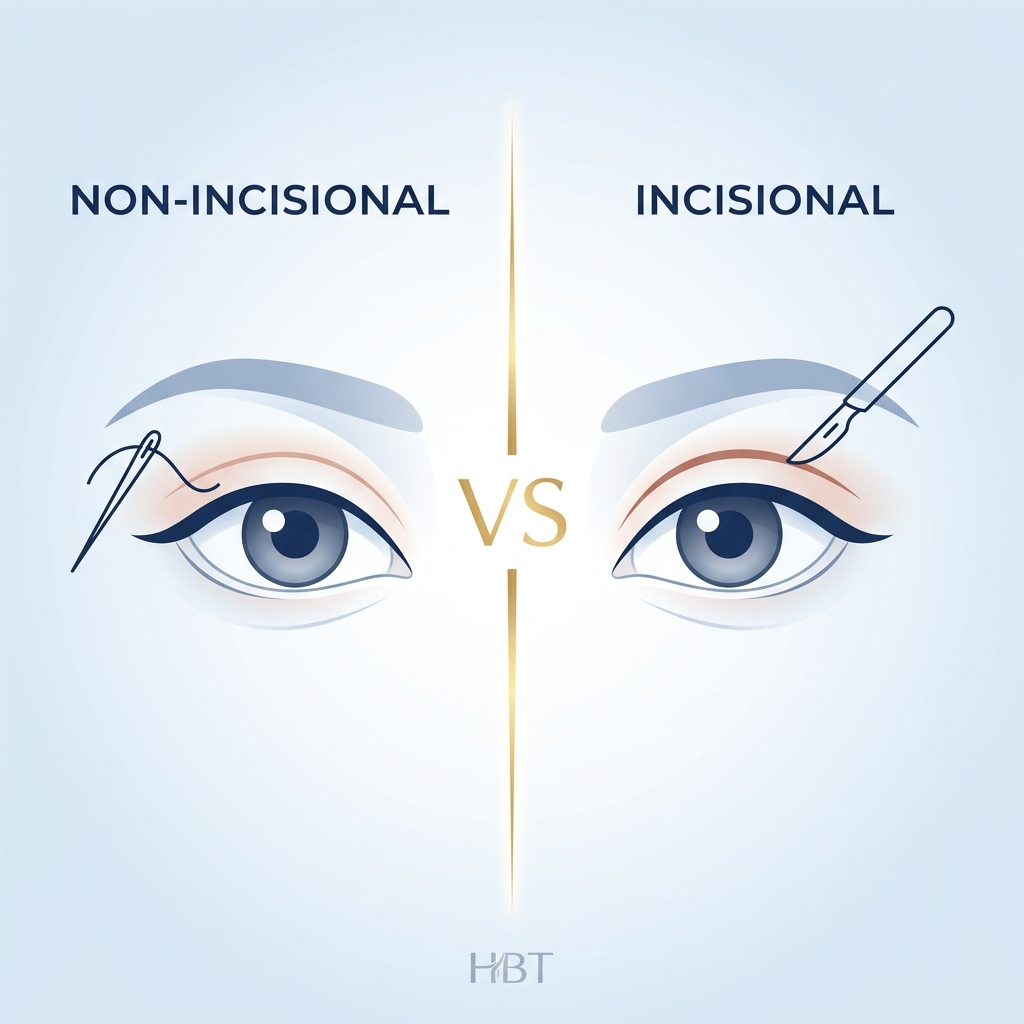 A guide comparing incisional and non-incisional eyelid surgery for K-beauty medical tourists.